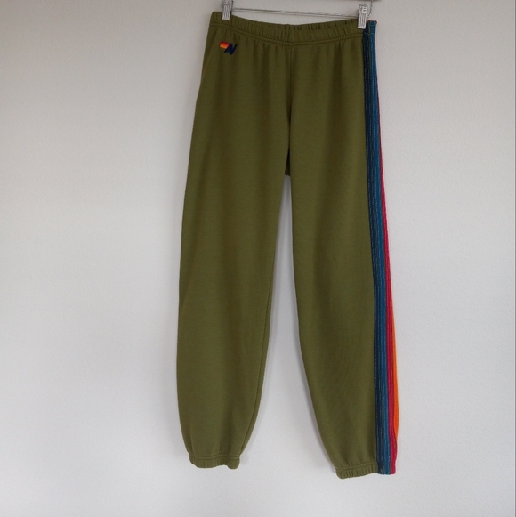Aviator Nation 5 Stripe Sweatpants Jungle Green L - Picture 12 of 14